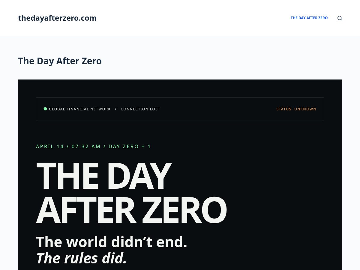 Landing-page snapshot of thedayafterzero.com
