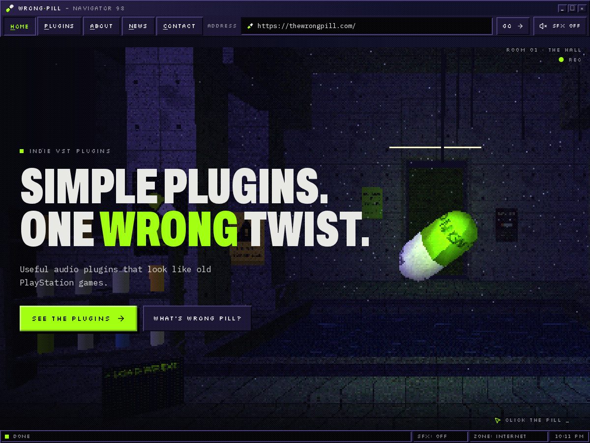 Landing-page snapshot of thewrongpill.com