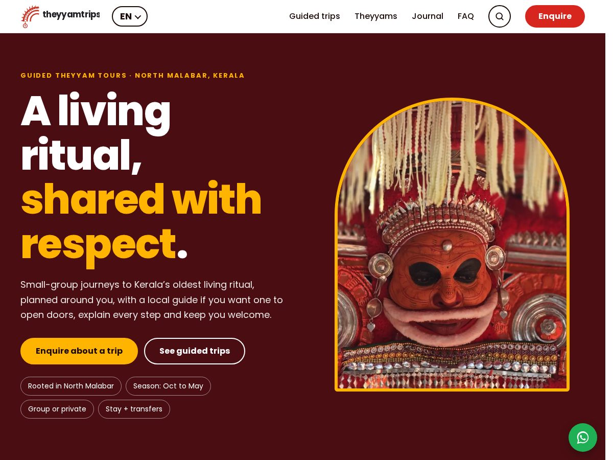 Landing-page snapshot of theyyamtrips.com