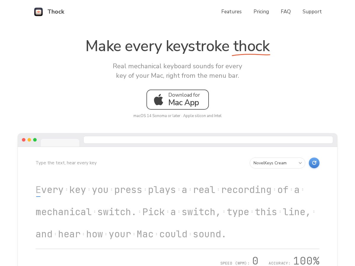 Landing-page snapshot of thock.online