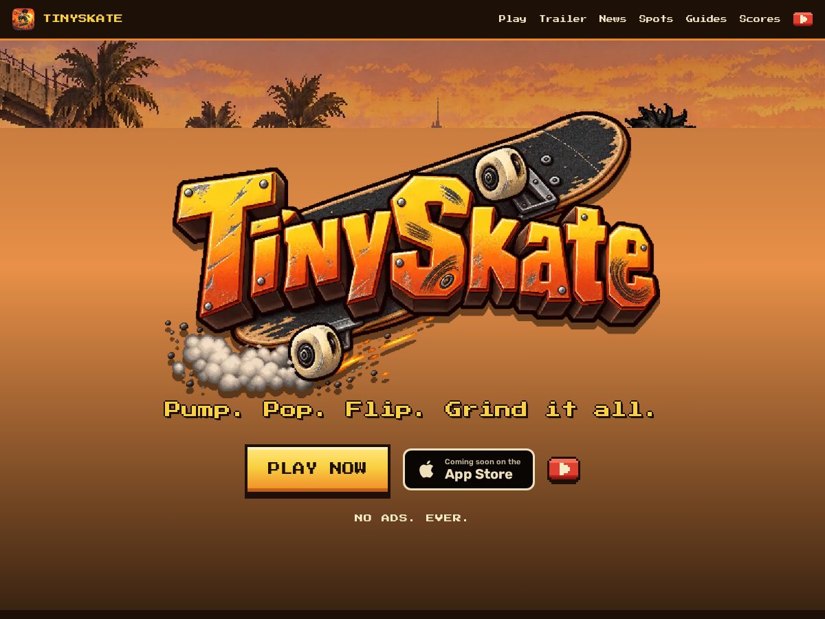 Landing-page snapshot of tinyskate.com