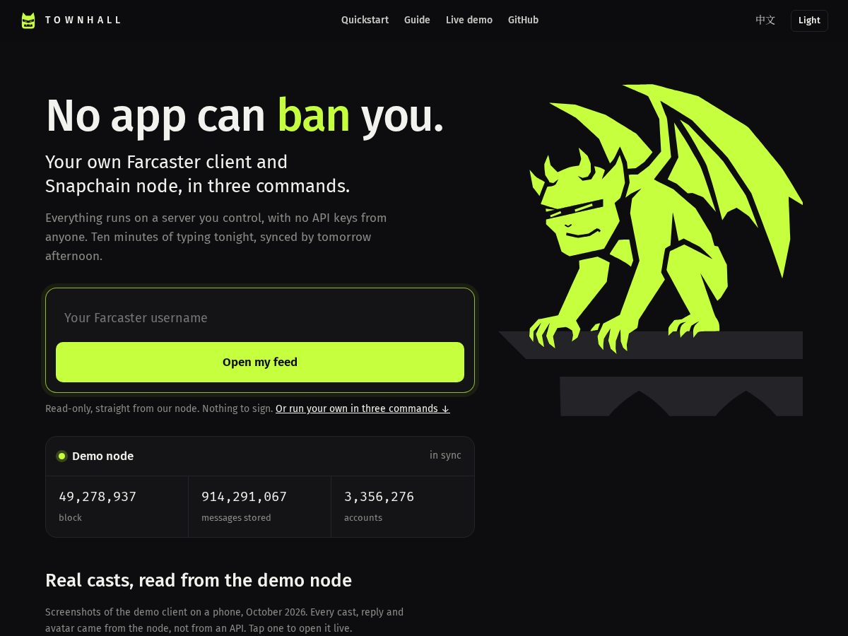 Landing-page snapshot of townhallfc.xyz