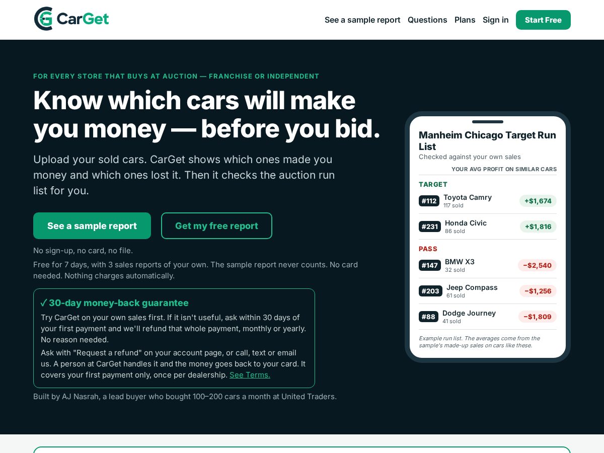 Landing-page snapshot of trycarget.com