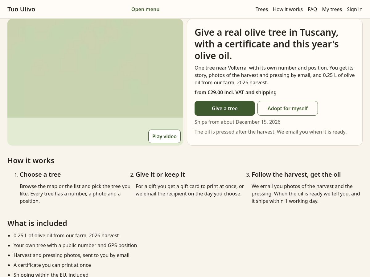 Landing-page snapshot of tuoulivo.com