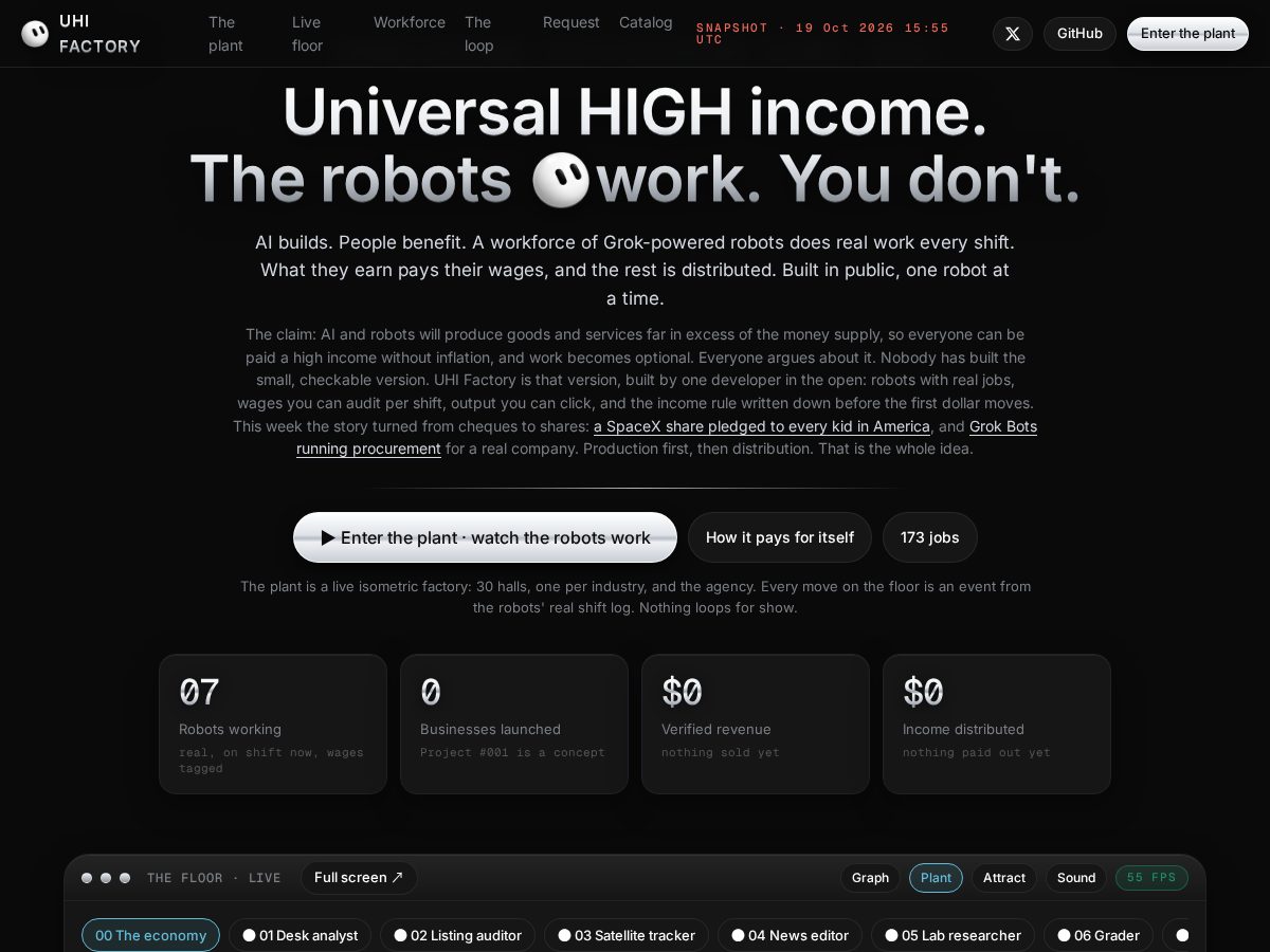 Landing-page snapshot of uhifactory.tech