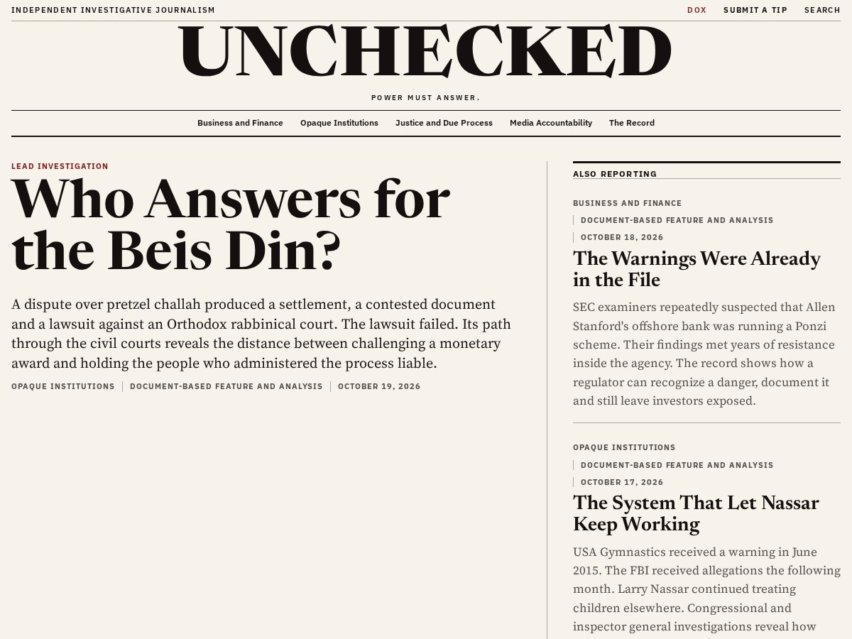 Landing-page snapshot of unchecked.media