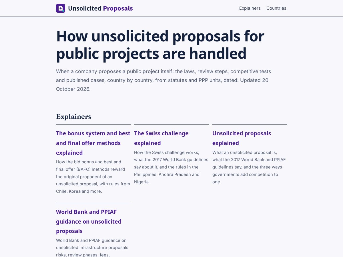 Landing-page snapshot of unsolicitedproposals.org