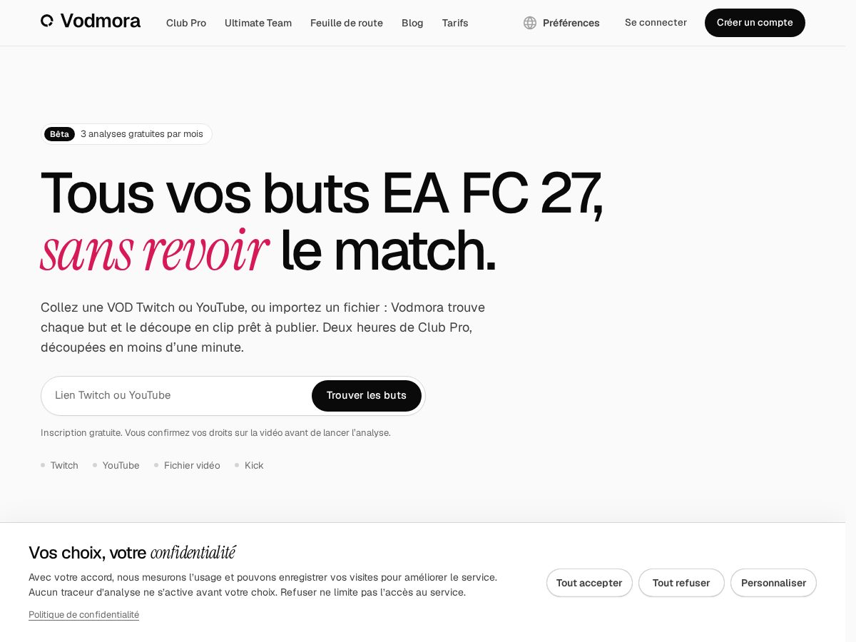 Landing-page snapshot of vodmora.com