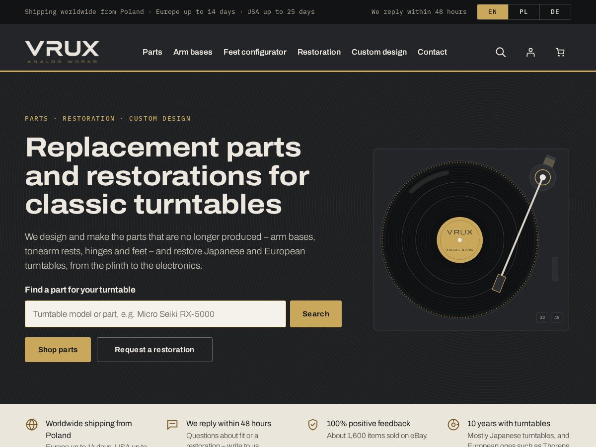 Landing-page snapshot of vruxworks.com