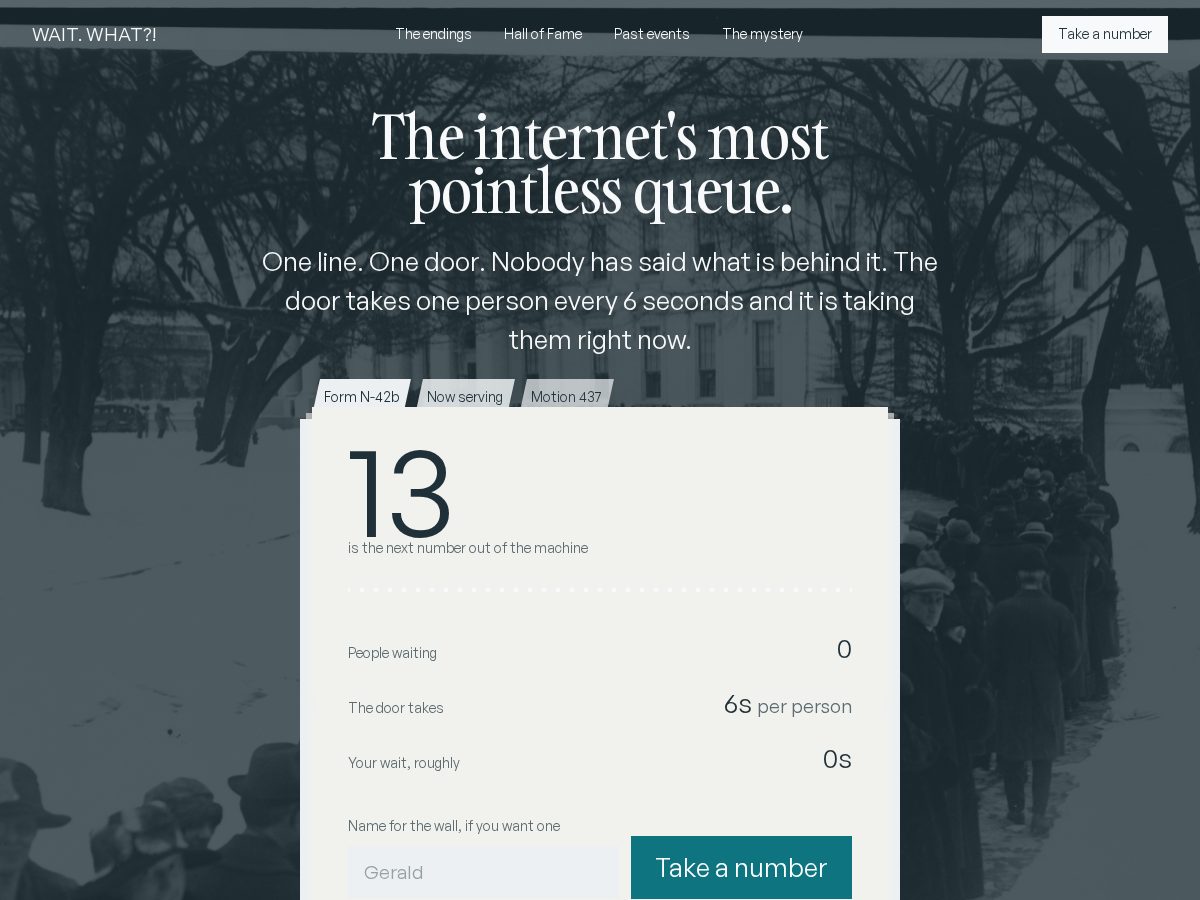 Landing-page snapshot of waitforit.fun