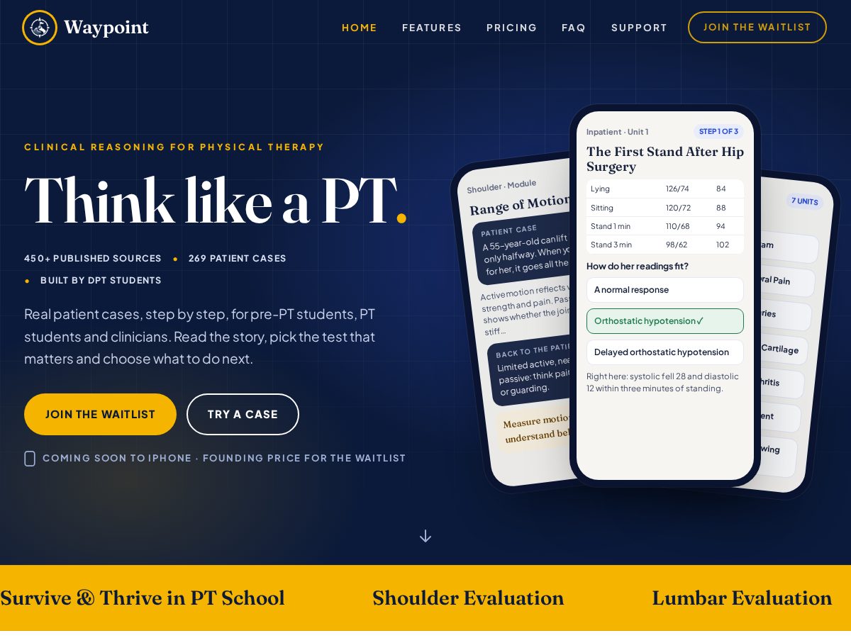Landing-page snapshot of waypointptapp.com