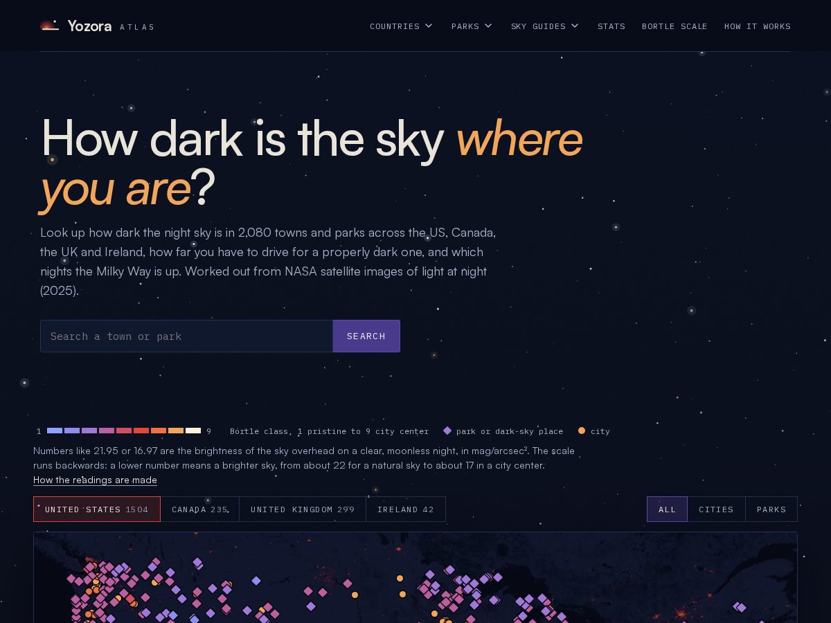 Landing-page snapshot of yozoraatlas.com