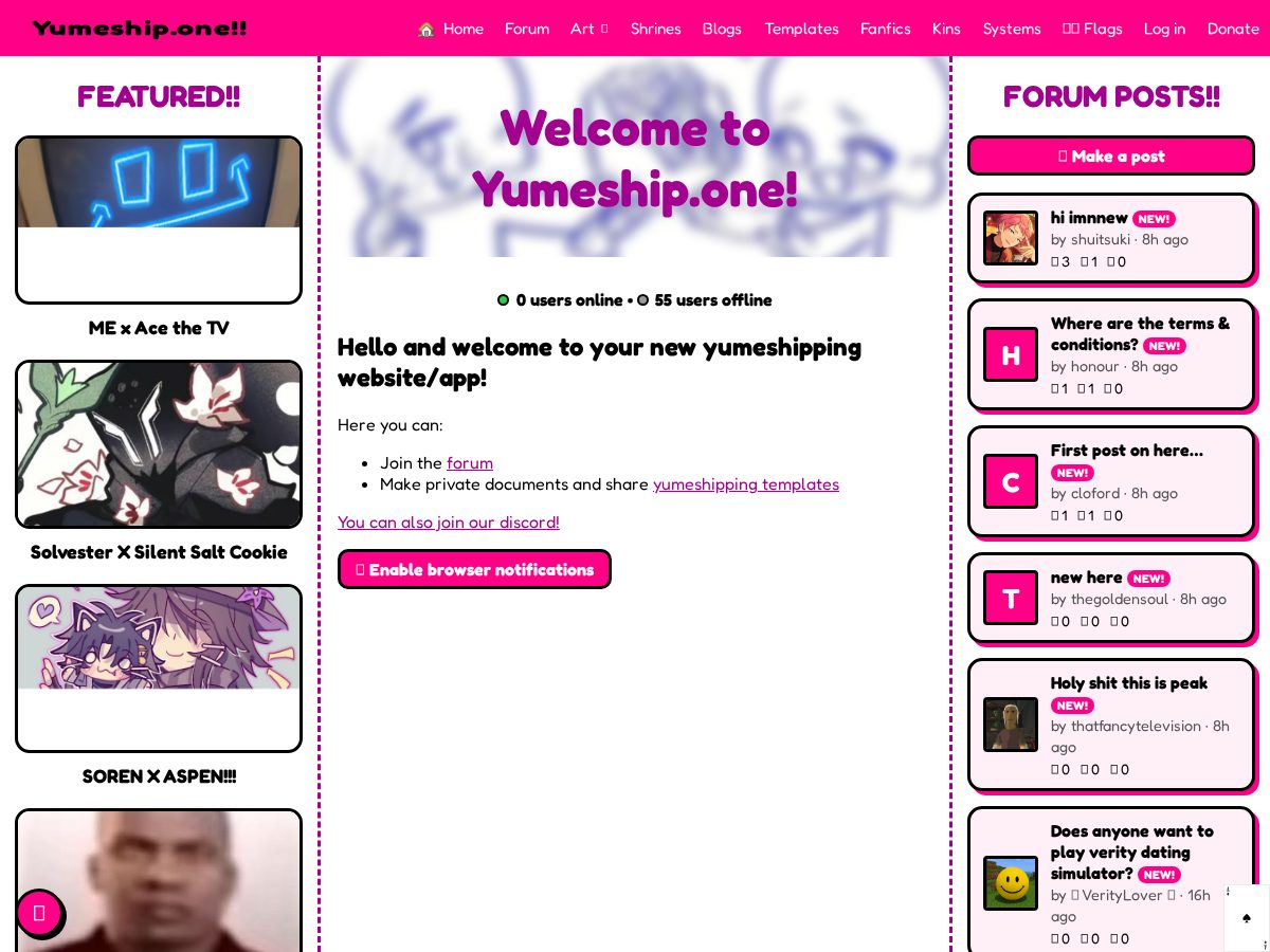 Landing-page snapshot of yumeship.one