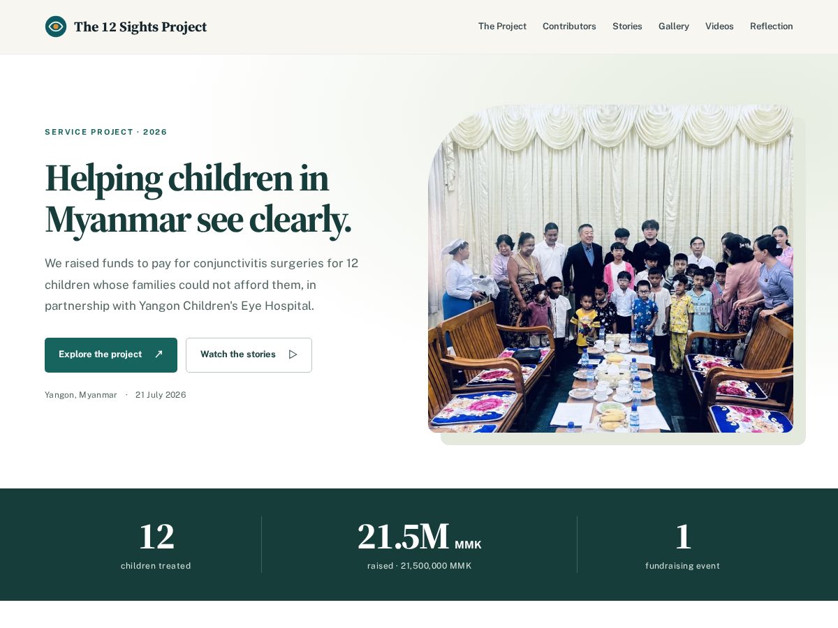 Landing-page snapshot of 12sightsproject.com