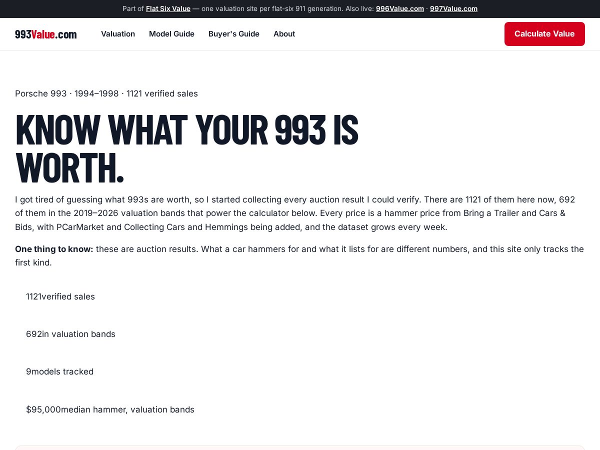Landing-page snapshot of 993value.com