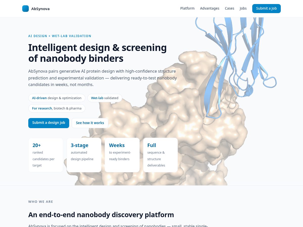 Landing-page snapshot of absynova.com