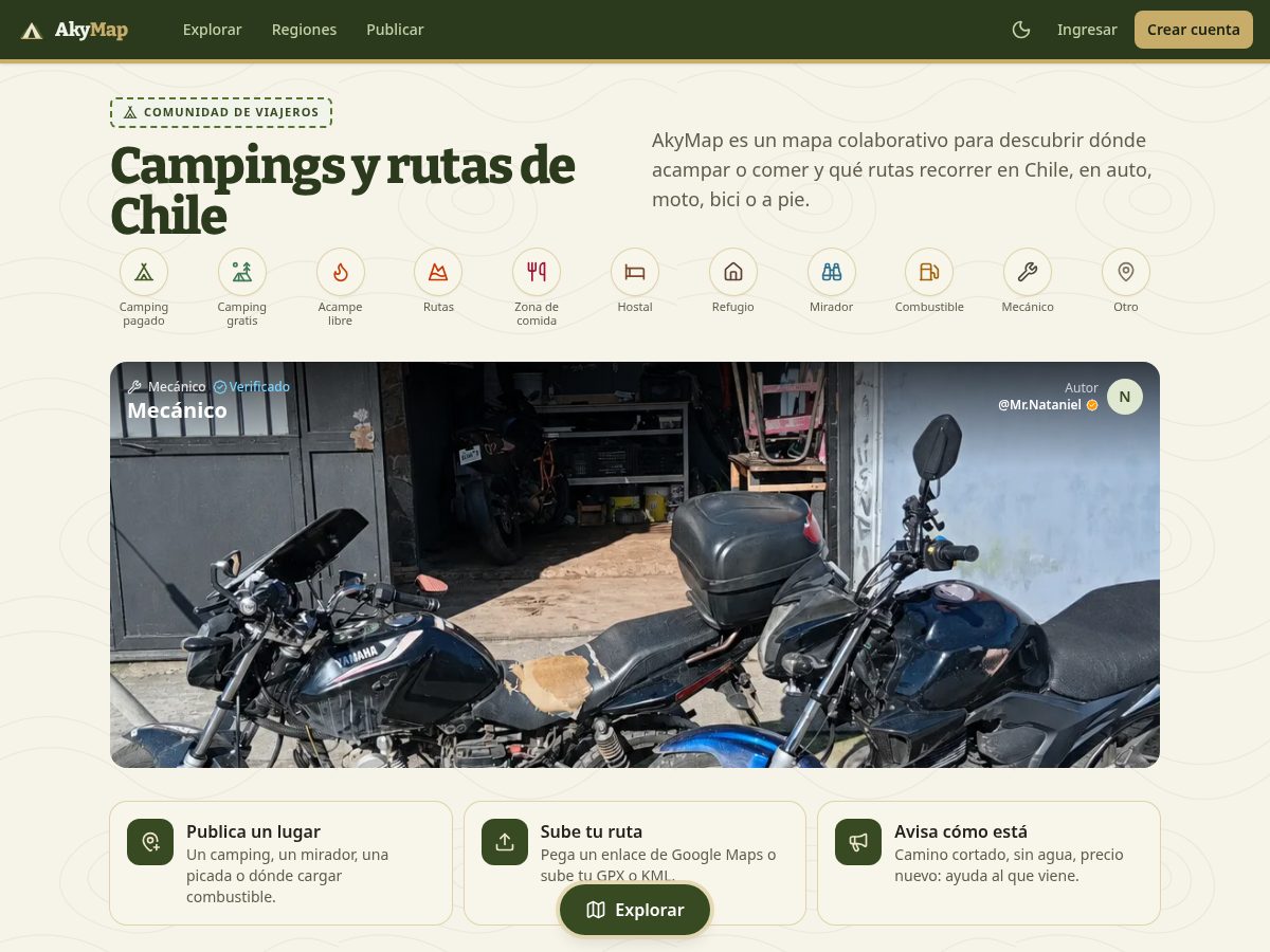 Landing-page snapshot of akymap.com