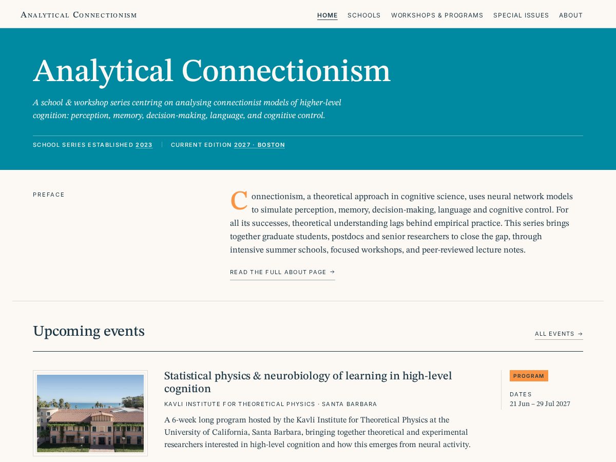 Landing-page snapshot of analytical-connectionism.net