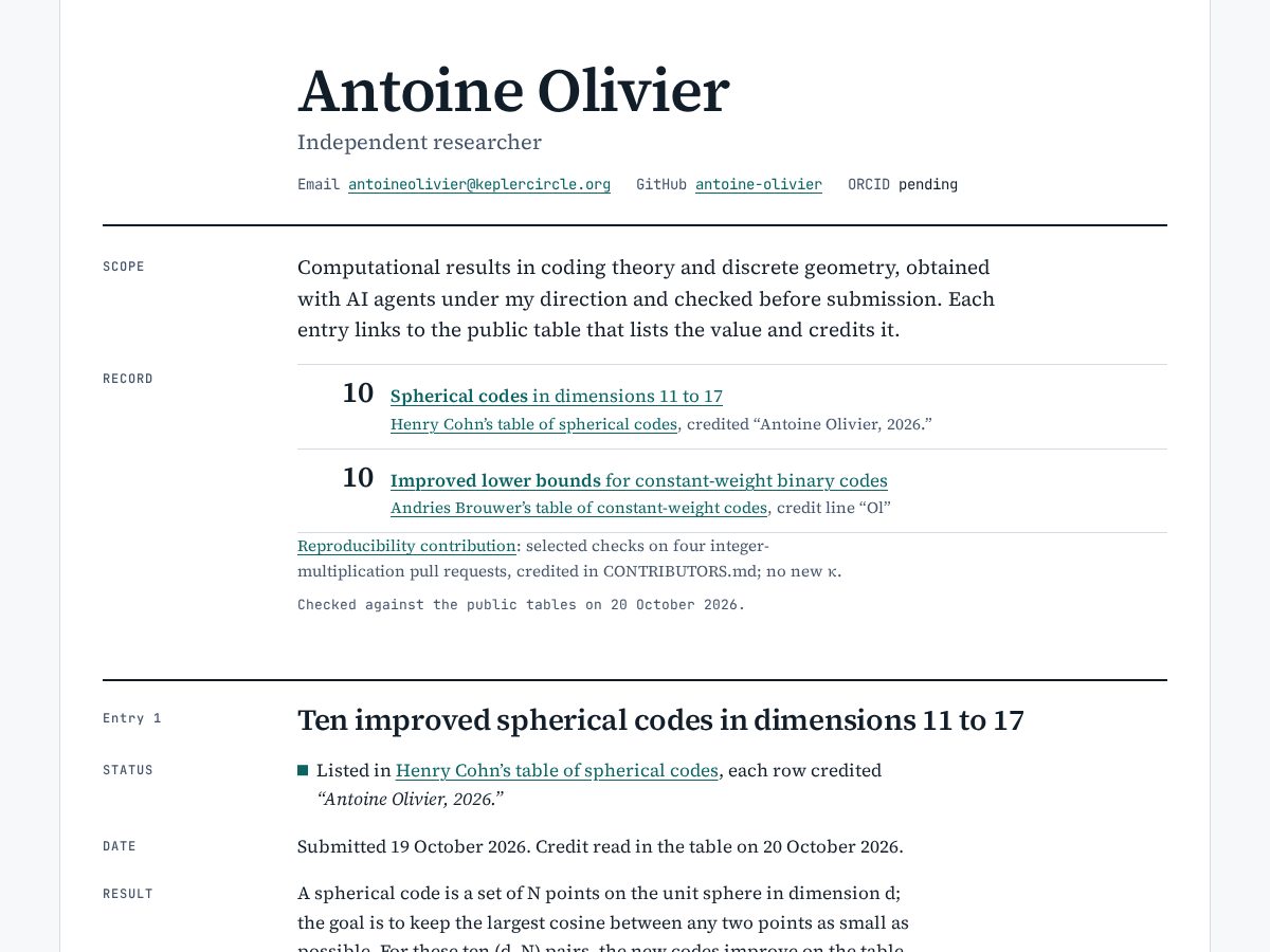 Landing-page snapshot of antoine-olivier.com
