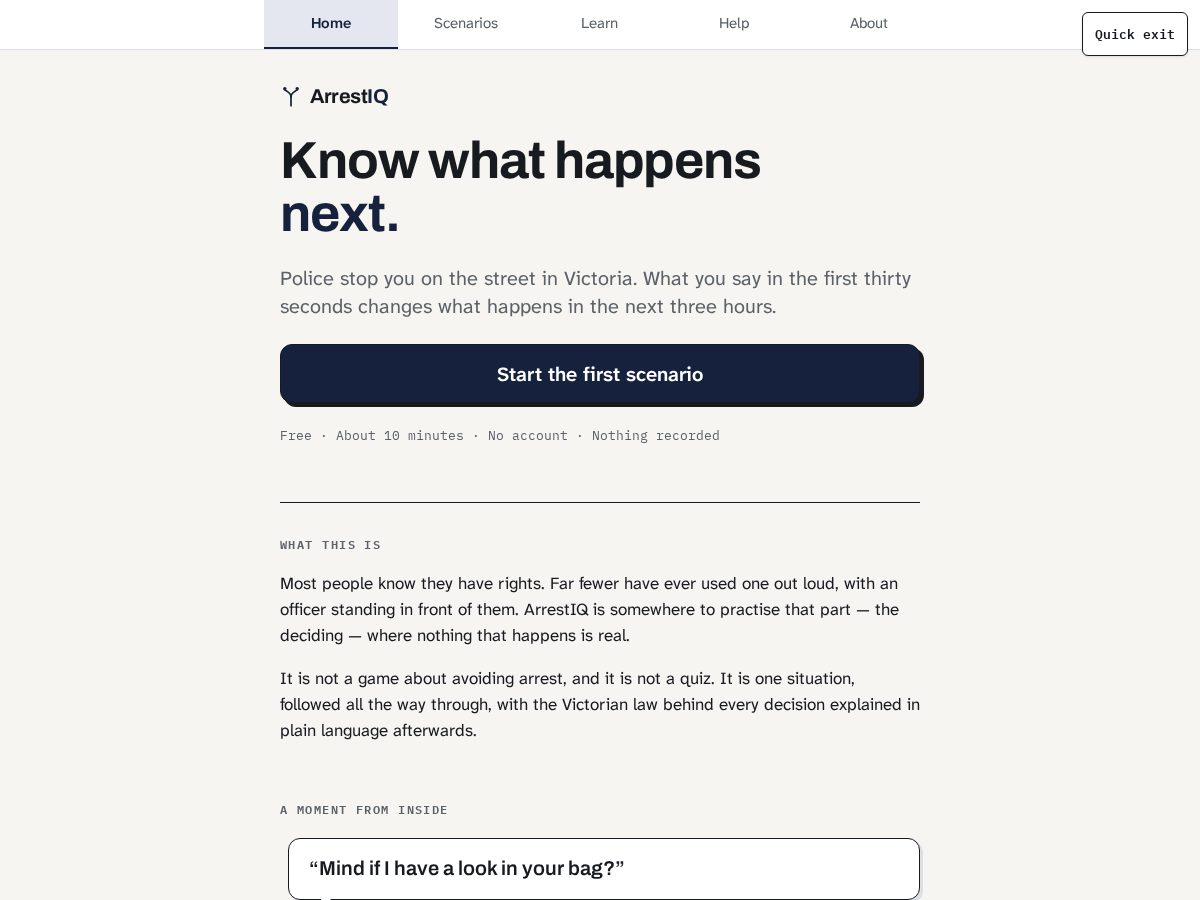 Landing-page snapshot of arrestiqvic.com