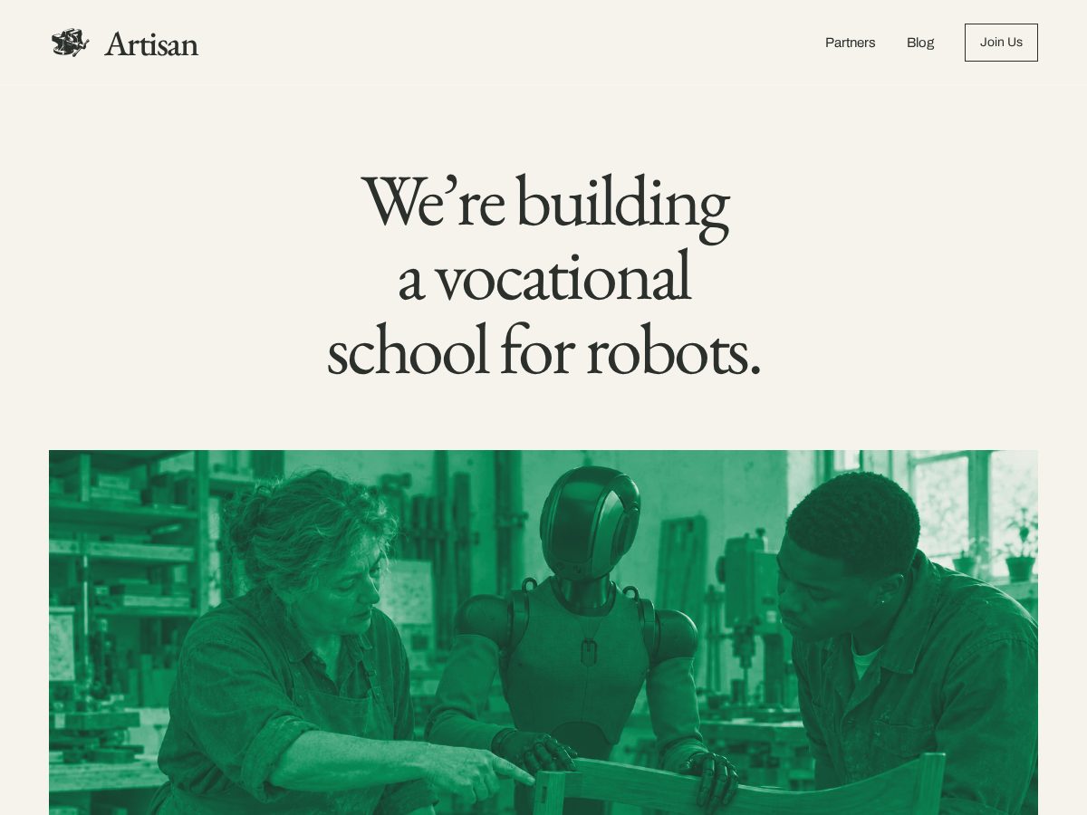 Landing-page snapshot of artisanrobotics.tech
