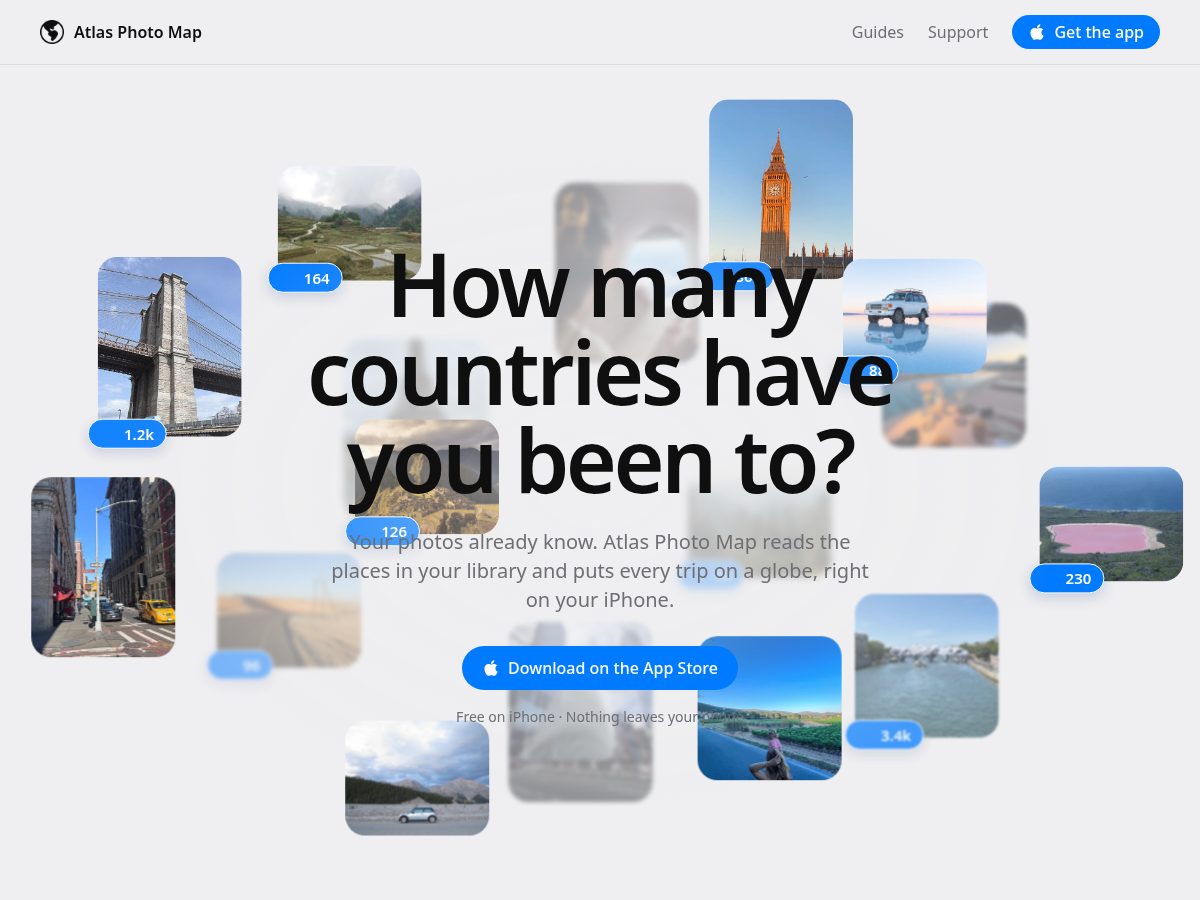 Landing-page snapshot of atlasphotomap.com