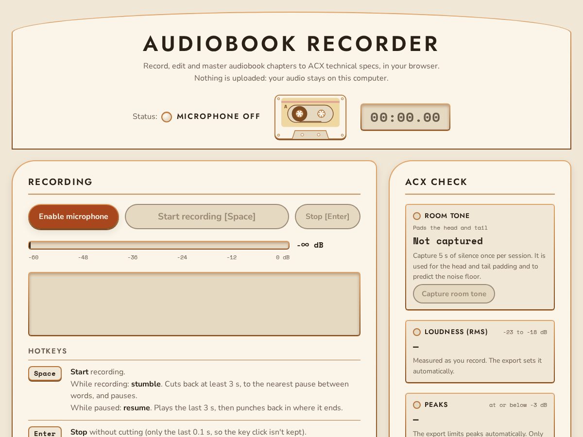 Landing-page snapshot of audiobookrecorder.com