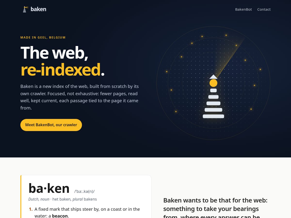 Landing-page snapshot of baken.dev