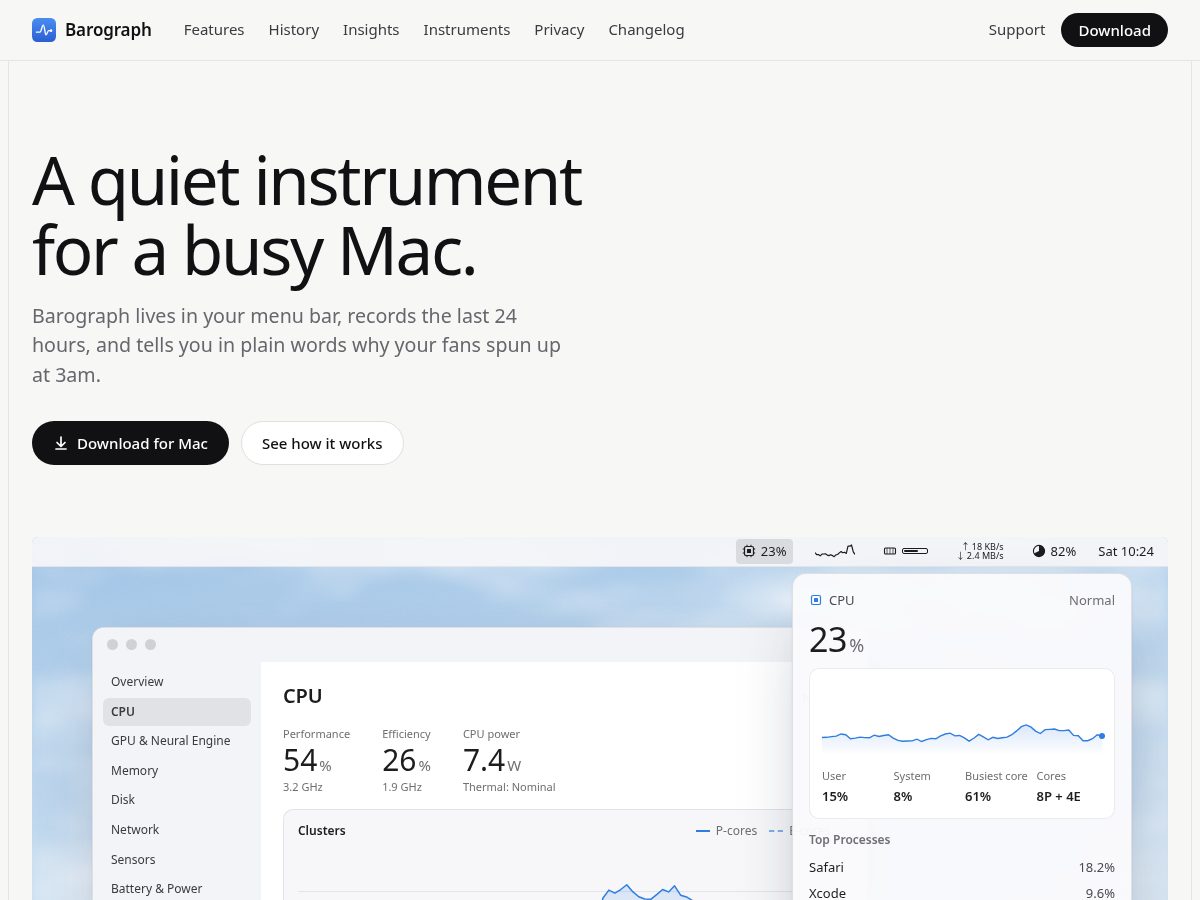 Landing-page snapshot of barograph.app