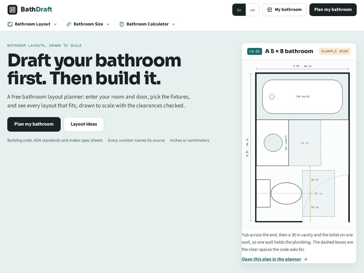 Landing-page snapshot of bathdraft.com