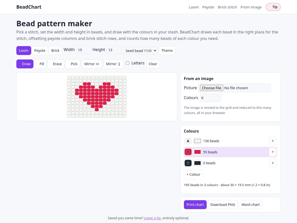 Landing-page snapshot of beadchart.app