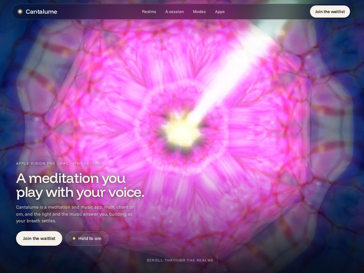 Landing-page snapshot of cantalume.app