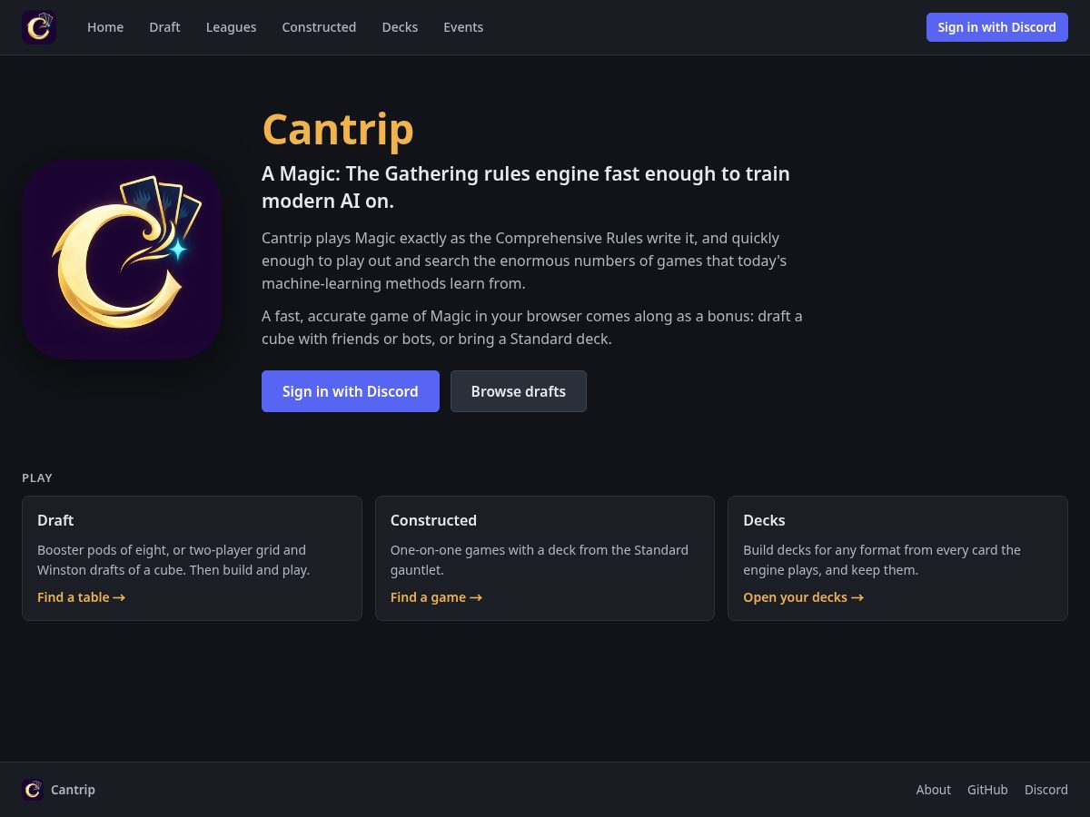 Landing-page snapshot of cantrip-rs.dev