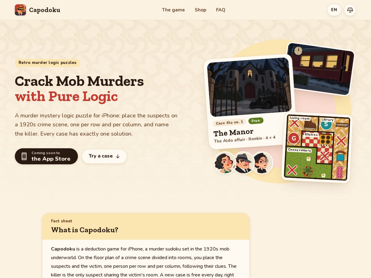 Landing-page snapshot of capodoku.com