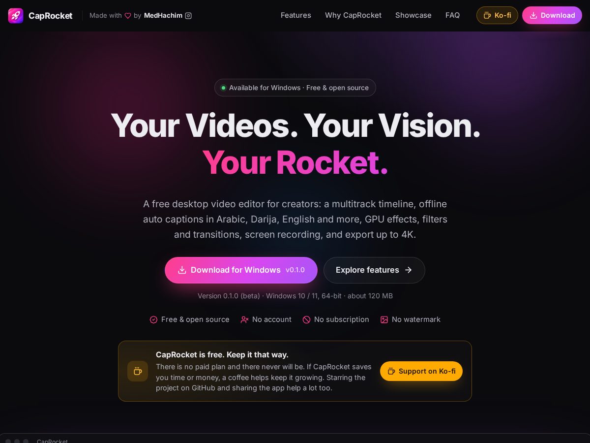 Landing-page snapshot of caprocket.site