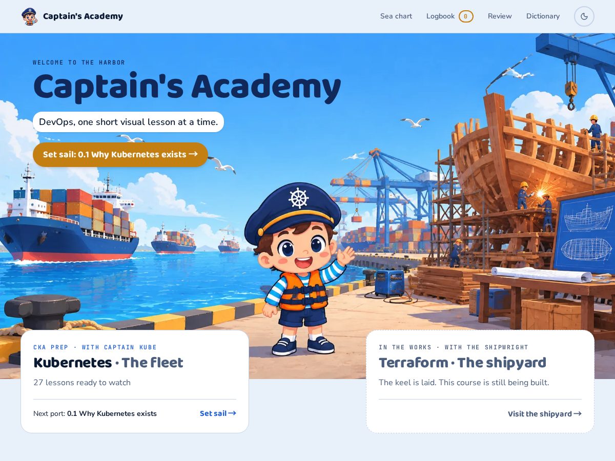 Landing-page snapshot of captains-academy.site