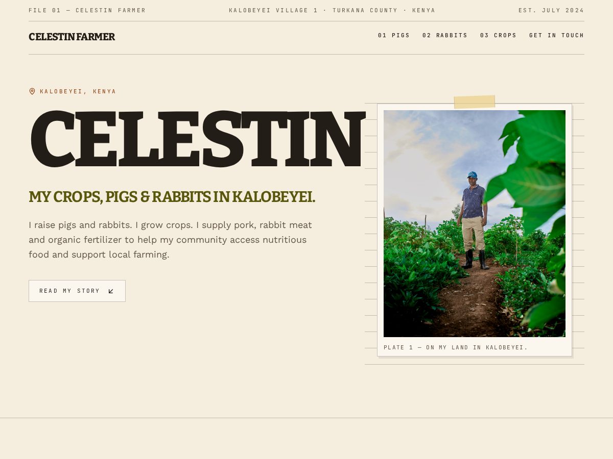 Landing-page snapshot of celestinfarmer.farm