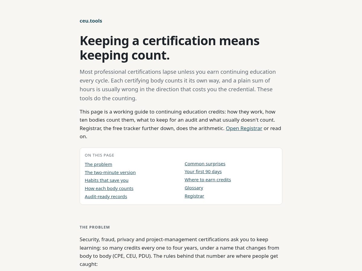 Landing-page snapshot of ceu.tools