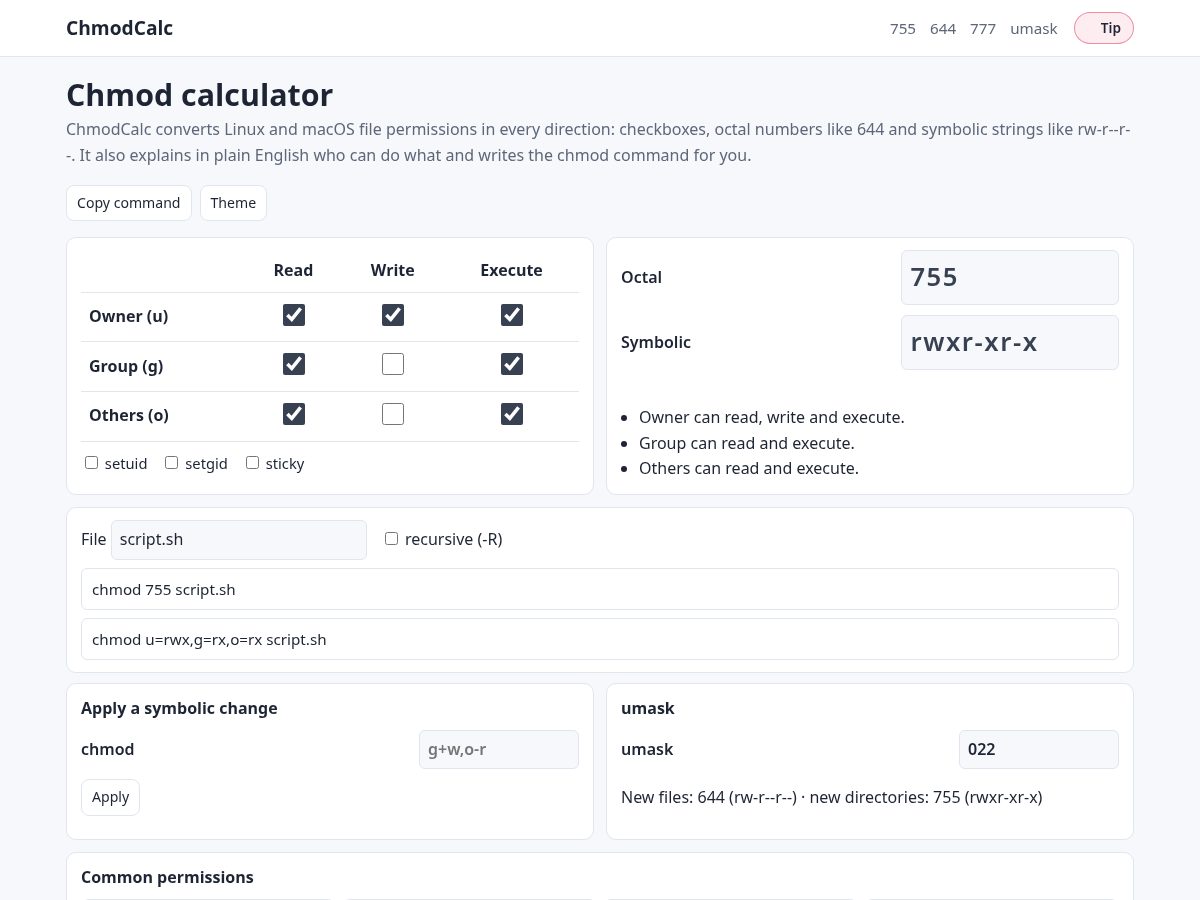 Landing-page snapshot of chmodcalc.app