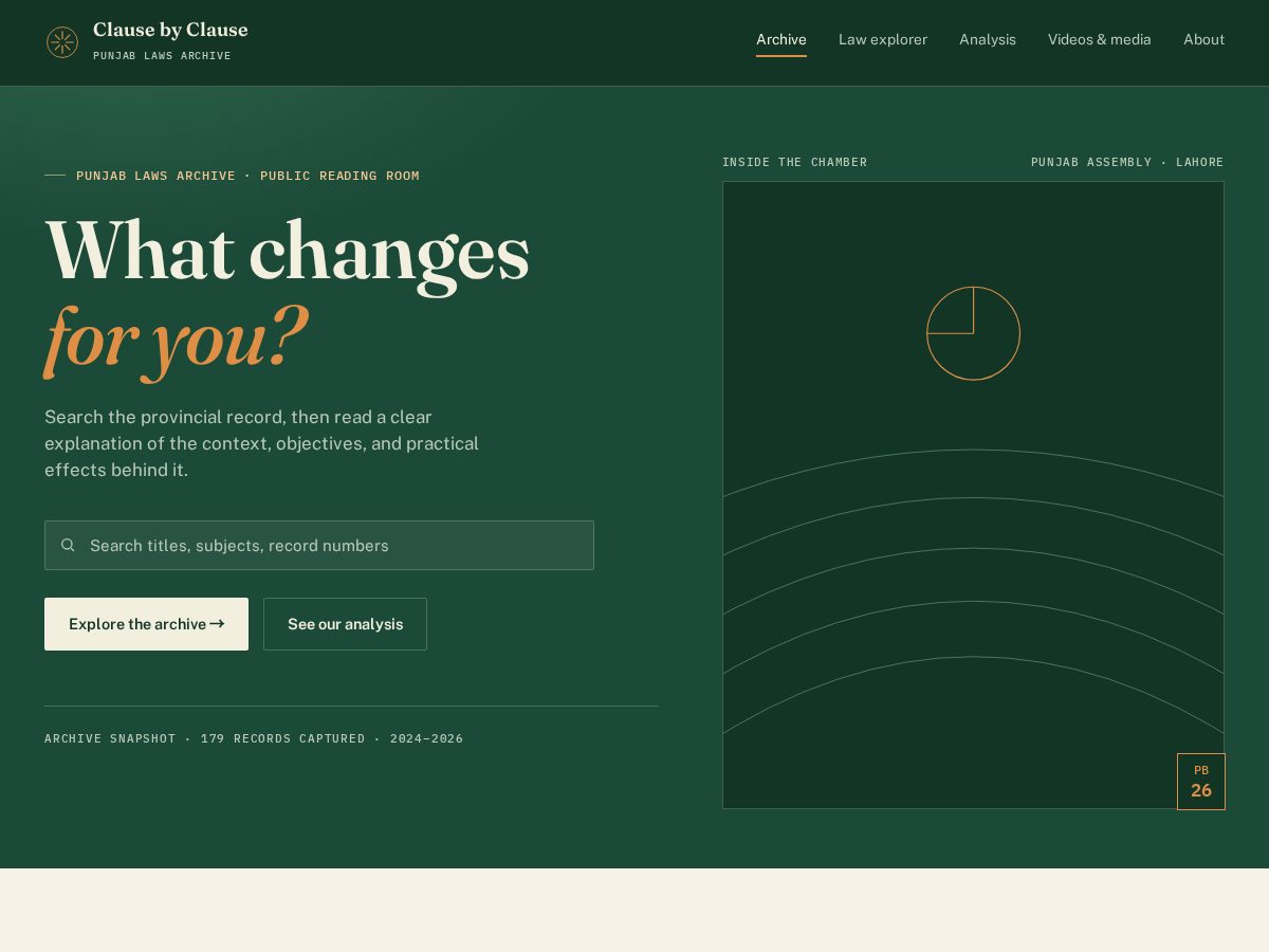 Landing-page snapshot of clausebyclause.app