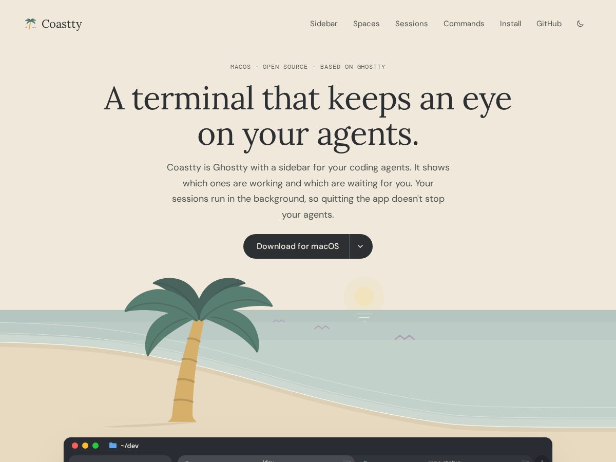 Landing-page snapshot of coastty.dev