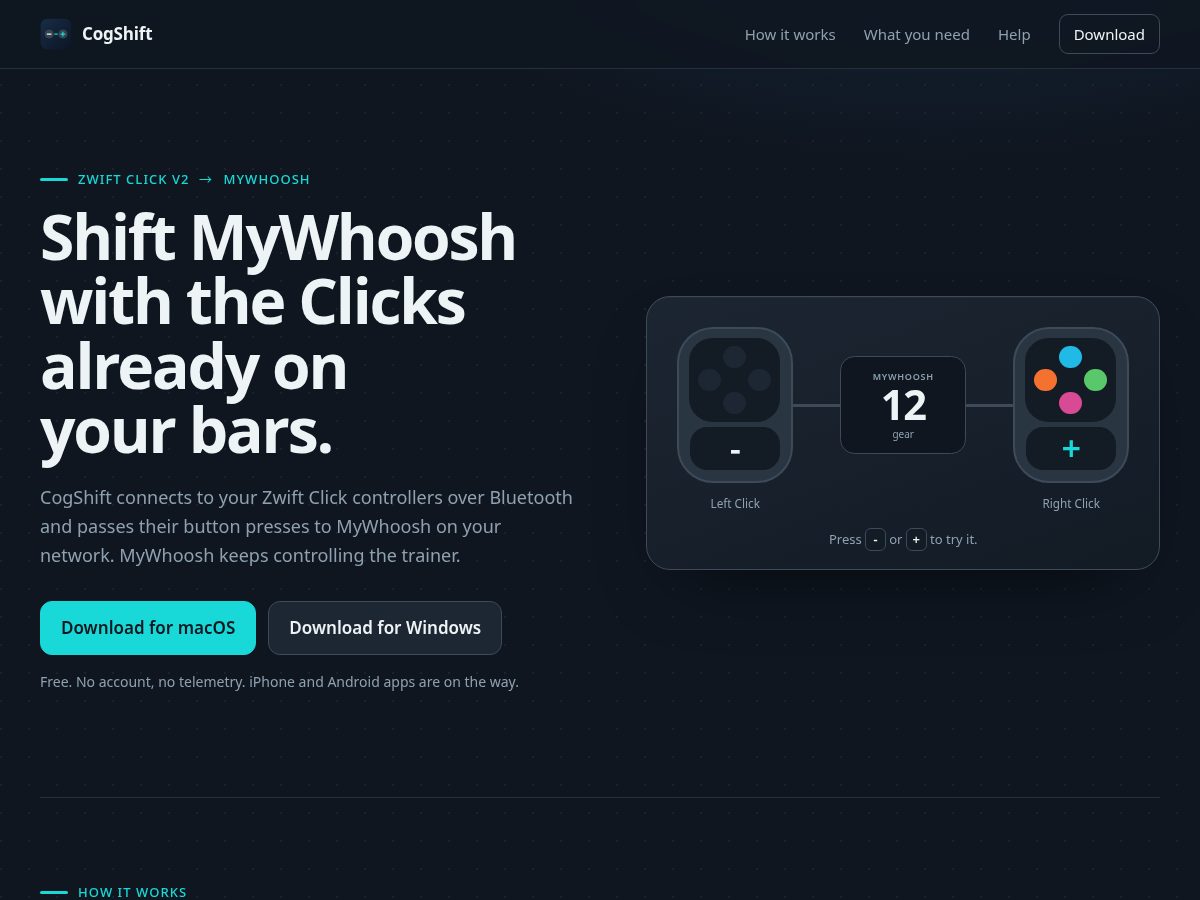 Landing-page snapshot of cogshift.app