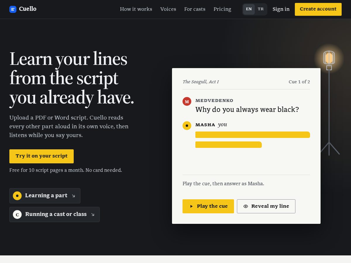 Landing-page snapshot of cuello.app
