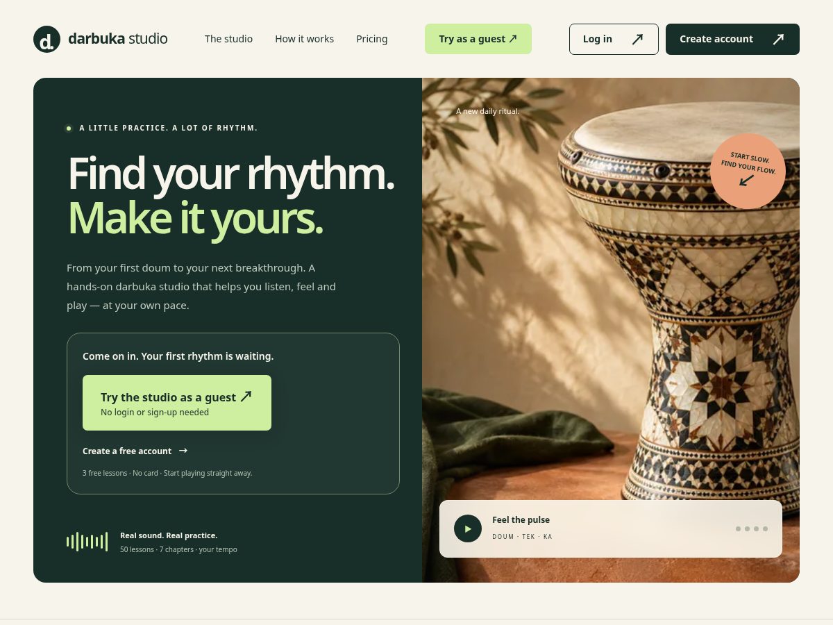 Landing-page snapshot of darbukastudio.com