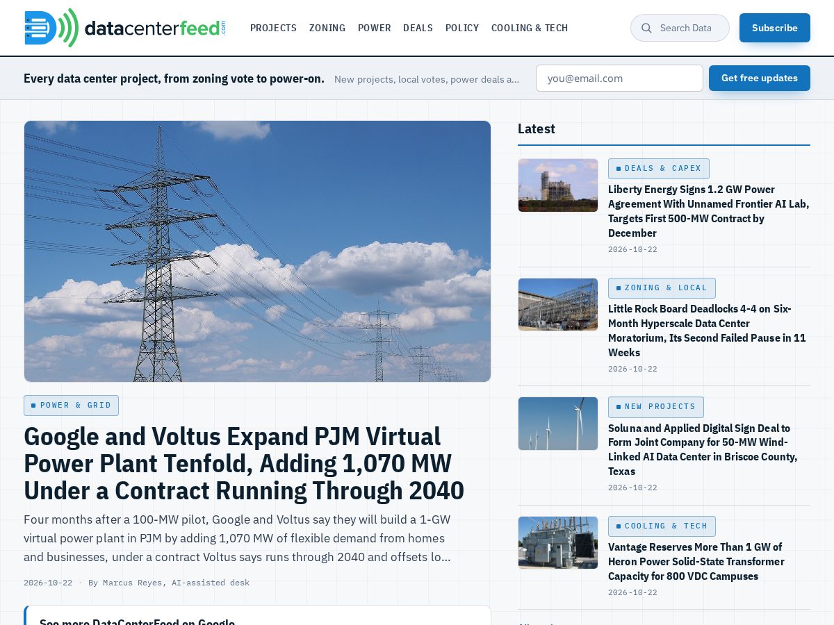 Landing-page snapshot of datacenterfeed.com