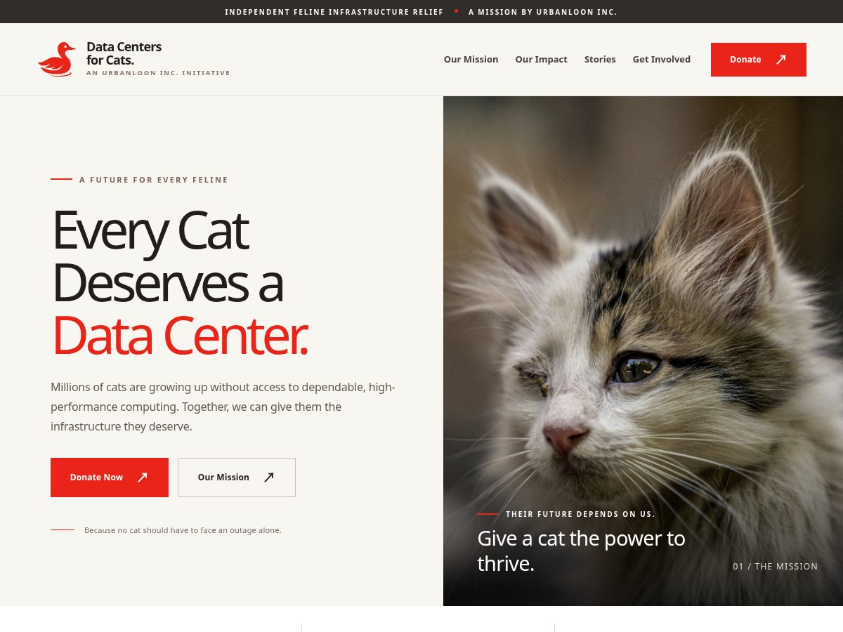 Landing-page snapshot of datacentersforcats.com