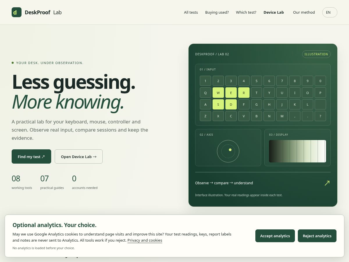 Landing-page snapshot of deskprooflab.com