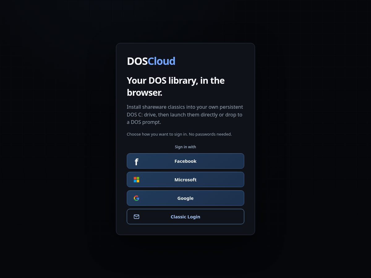 Landing-page snapshot of doscloud.net