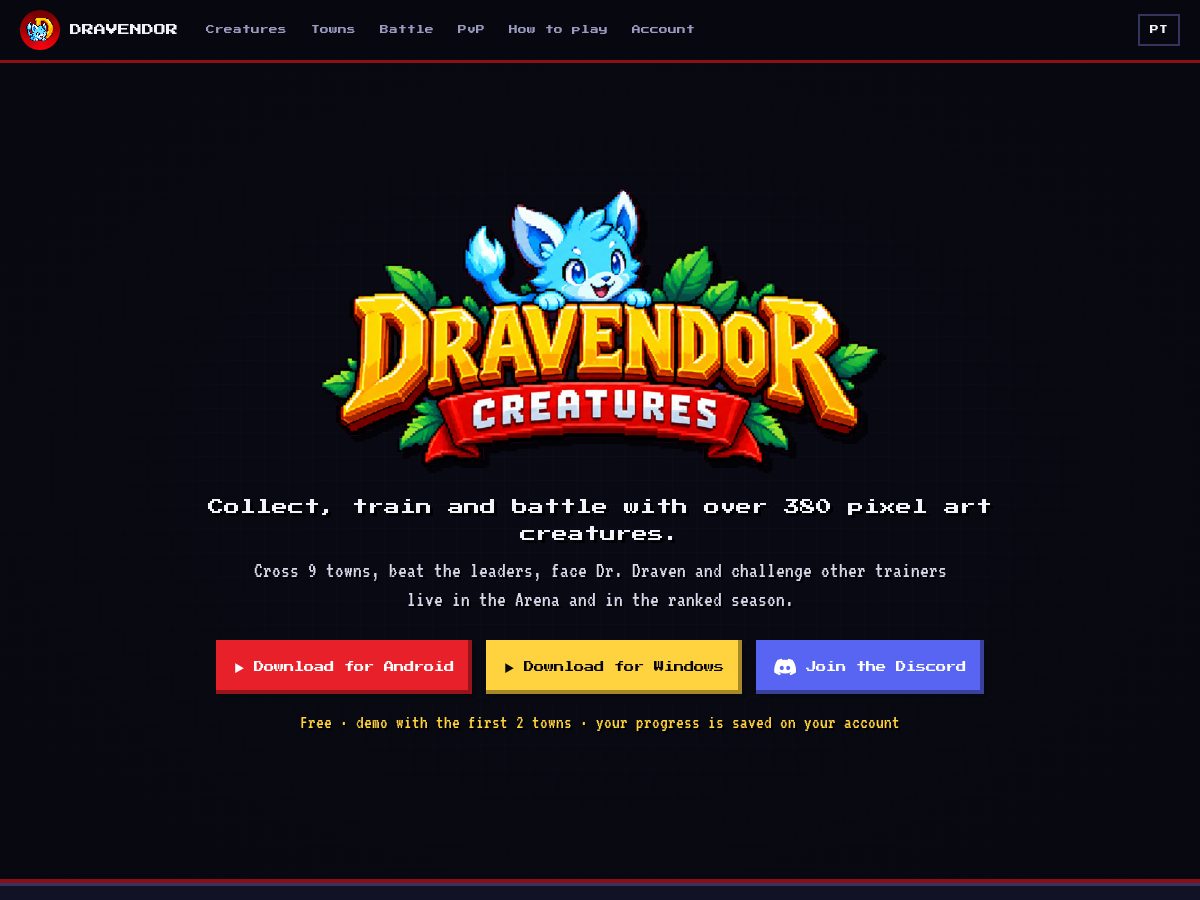 Landing-page snapshot of dravendor.com