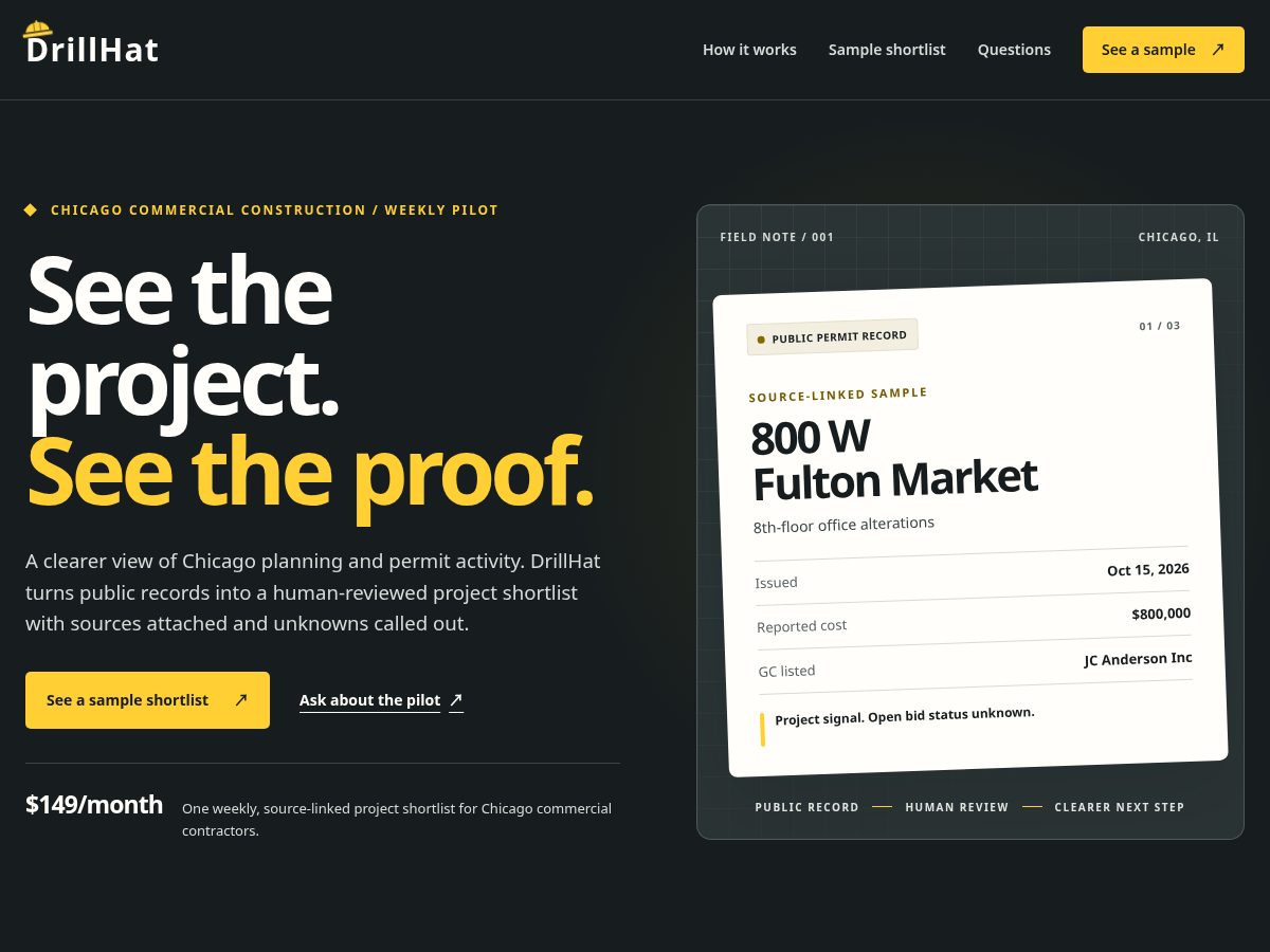 Landing-page snapshot of drillhat.com